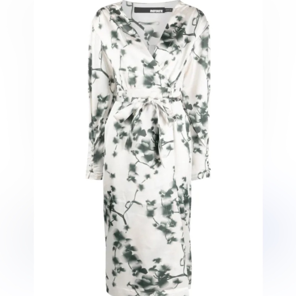 Rotate Birger Christensen abstract floral-print satin wrap dress NWOTS(No Belt) - Picture 2 of 10